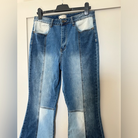 Harper Heritage High Rise Patchwork Flare Jeans - Picture 9 of 16